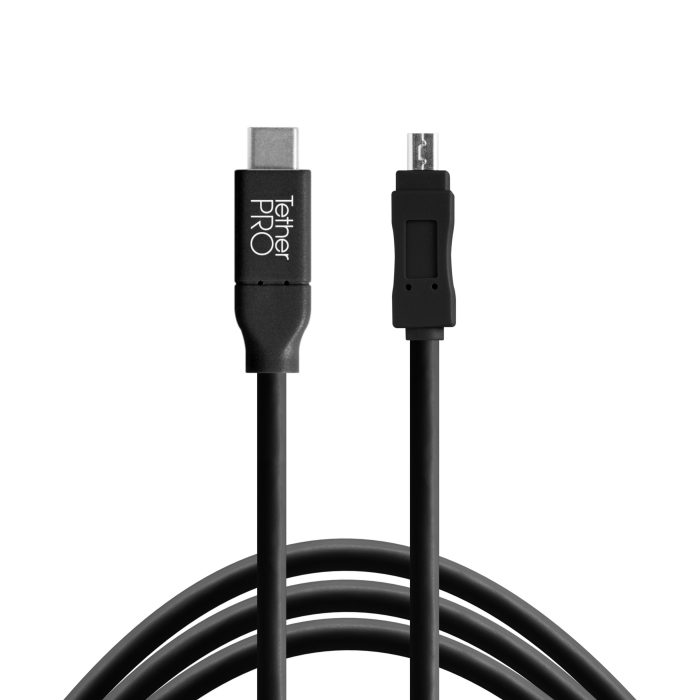 Tethertools cuc2615-blk tetherpro usb-c to 2.0 mini-b 8-pin, 15′ (4.6m) black cable