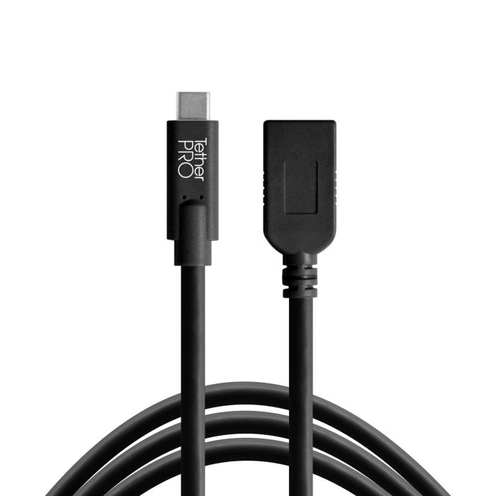 Tethertools cuca415-blk tetherpro usb-c to usb female adapter (extender), 15′ (4.6m) black cable