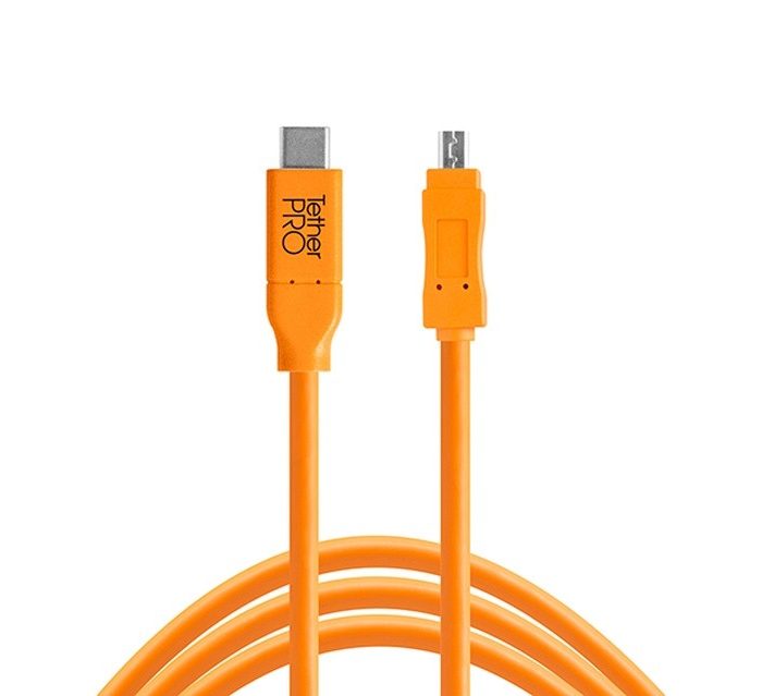 Tethertools cuc2615-org tetherpro usb-c to 2.0 mini-b 8-pin, 15′ (4.6m) orange cable